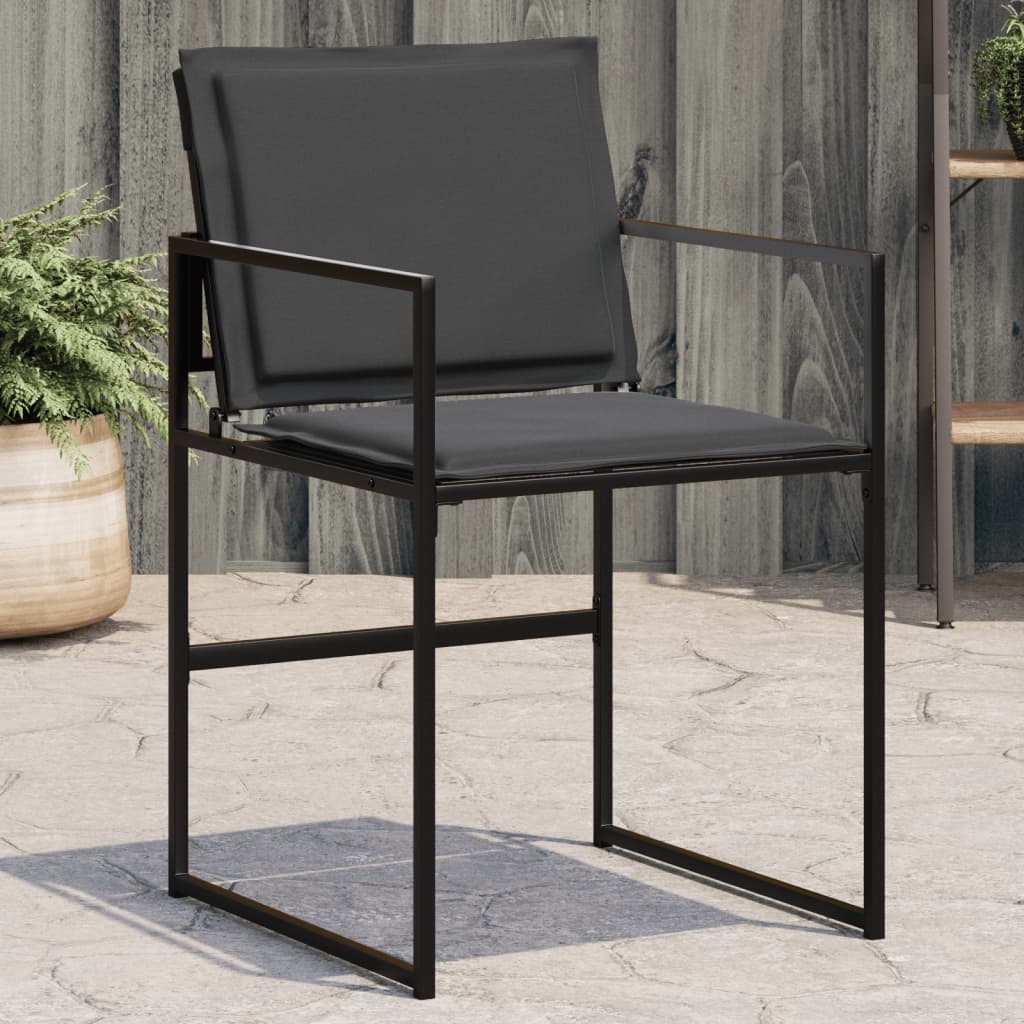 VidaXL Lot De 2 Chaises De Jardin Noir Textilène Et Acier - Sièges Patio Extérieur