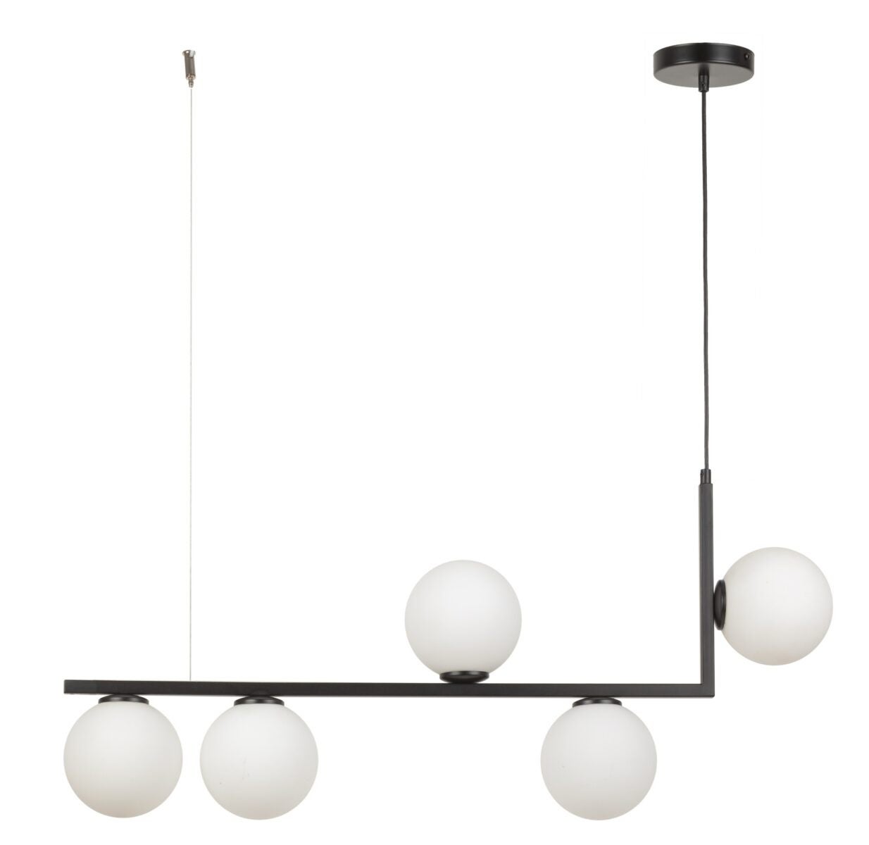 Lampa wisząca Andy czarno-biała 5xG9x12W dekoracyjna wym: 115 x 90 x 14 cm szkło SIGMA