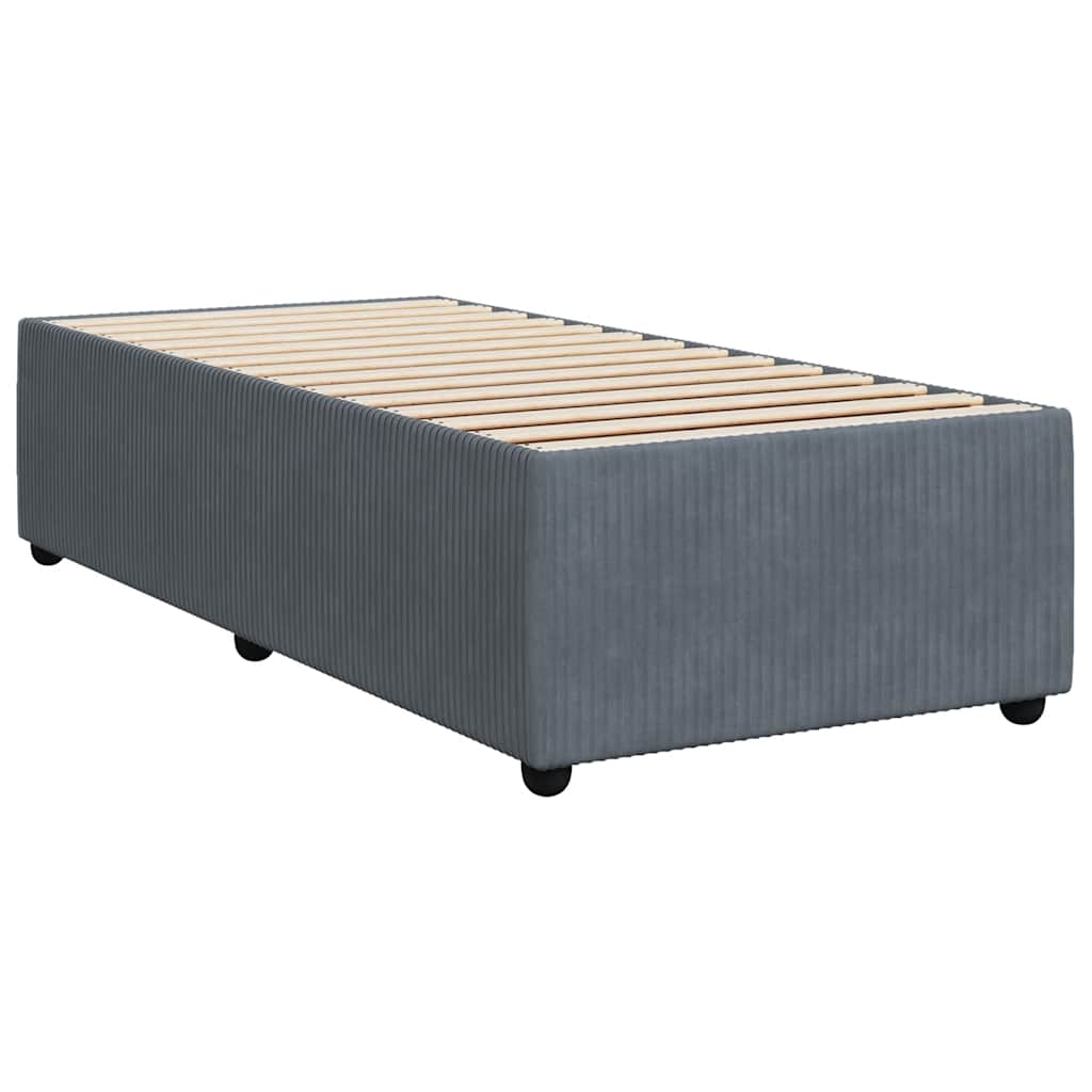 Cadre de lit sans matelas gris foncé 100x200 cm velours - 3