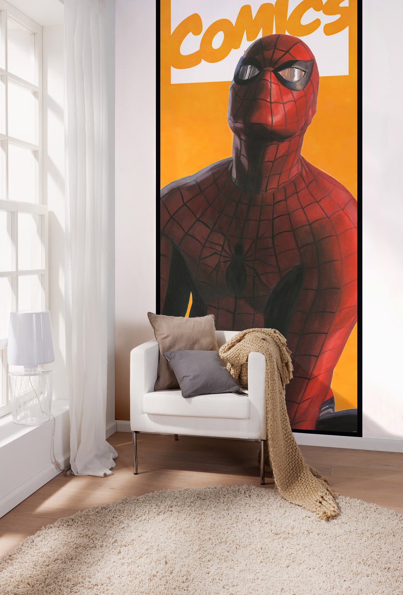 Papel pintado no tejido panorámico de komar - marvel spider-man comic - talla: 100 x 250 cm
