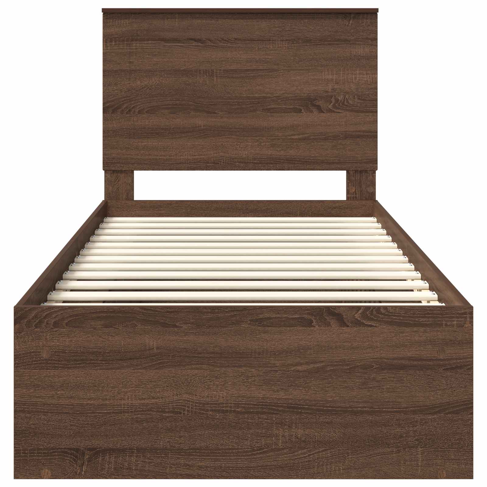 Cadre de lit chêne brun 75 x 190 cm bois de pin massif - 7