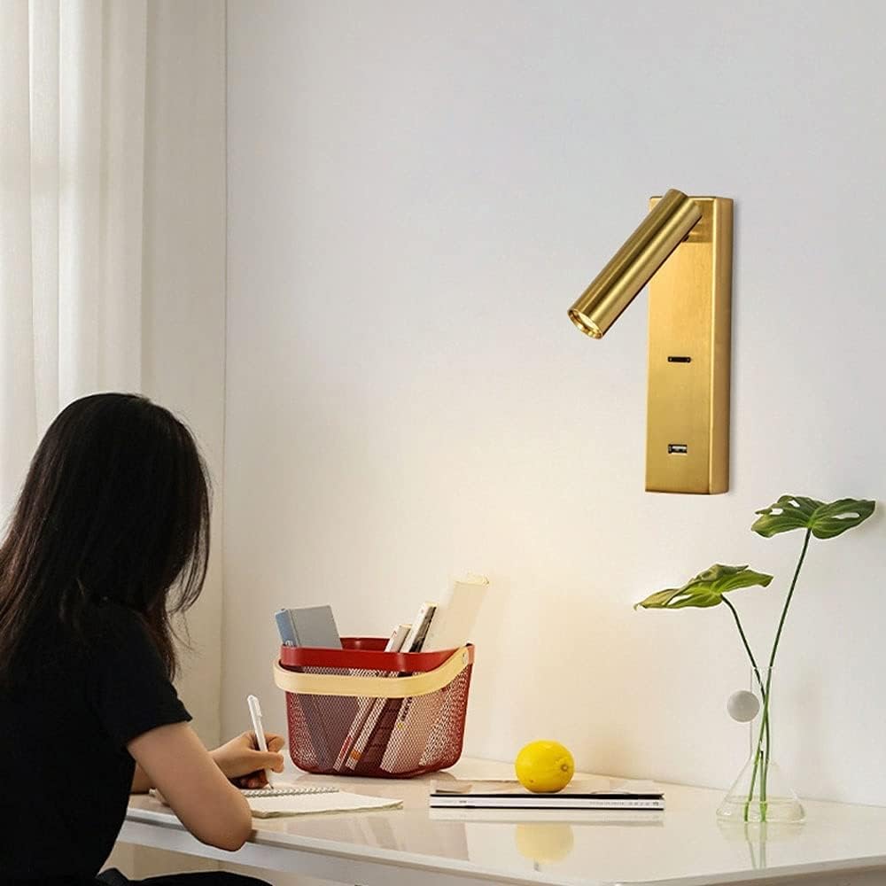 Applique Murale, Applique Murale avec Interrupteur et Port de Charge USB, Lampe Murale tête de lit, Lampe de Lecture, réglable pour Chambre à Coucher, - 5