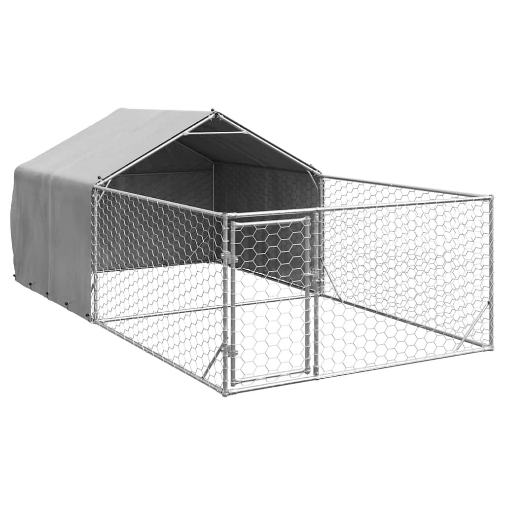 Canil exterior para cães com corredor 5x2x1,5 m aço galvanizado vidaXL - 2