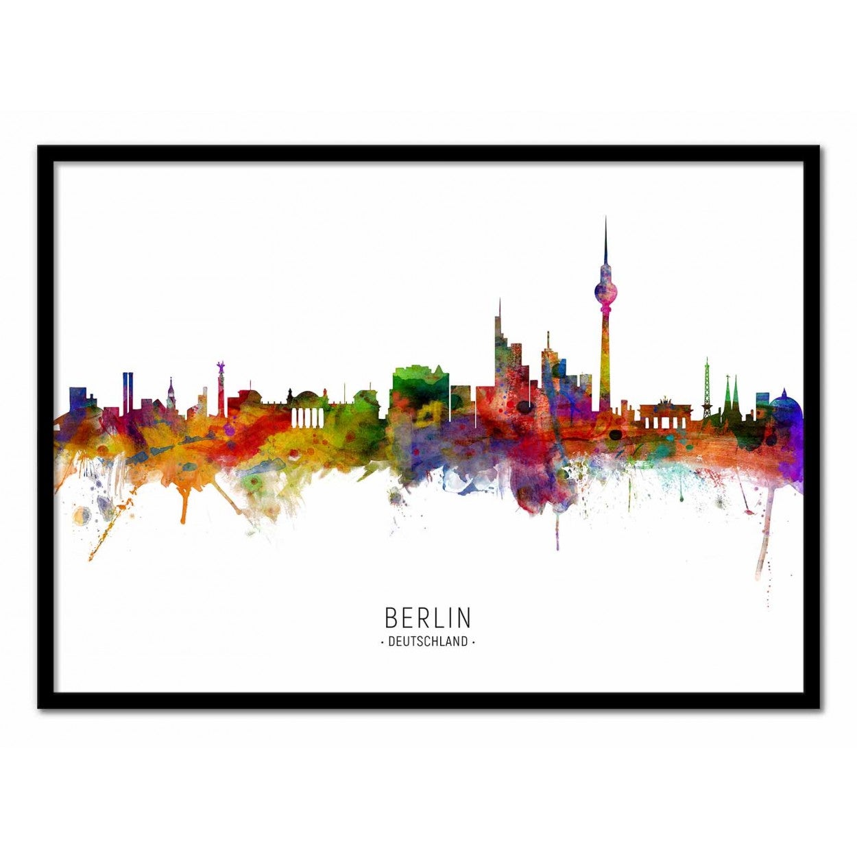Art-poster - berlin germany skyline (colored version) - michael tompsett - con marco negro 30 x 40 cm