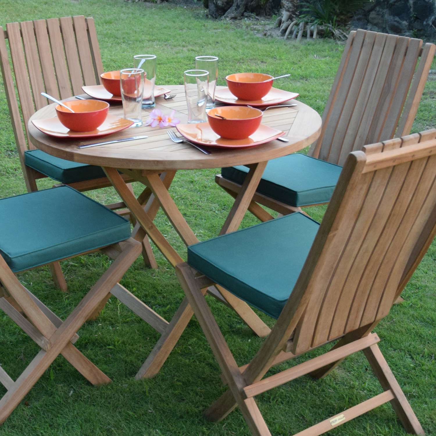 Set tavolo e sedie in teak massiccio Tahaa, 4 posti - 5