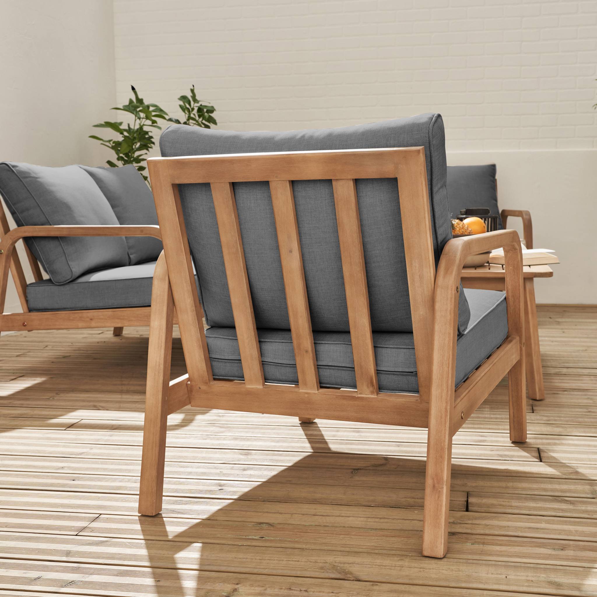 Salon de jardin en Bois Gris 4 personnes - 7