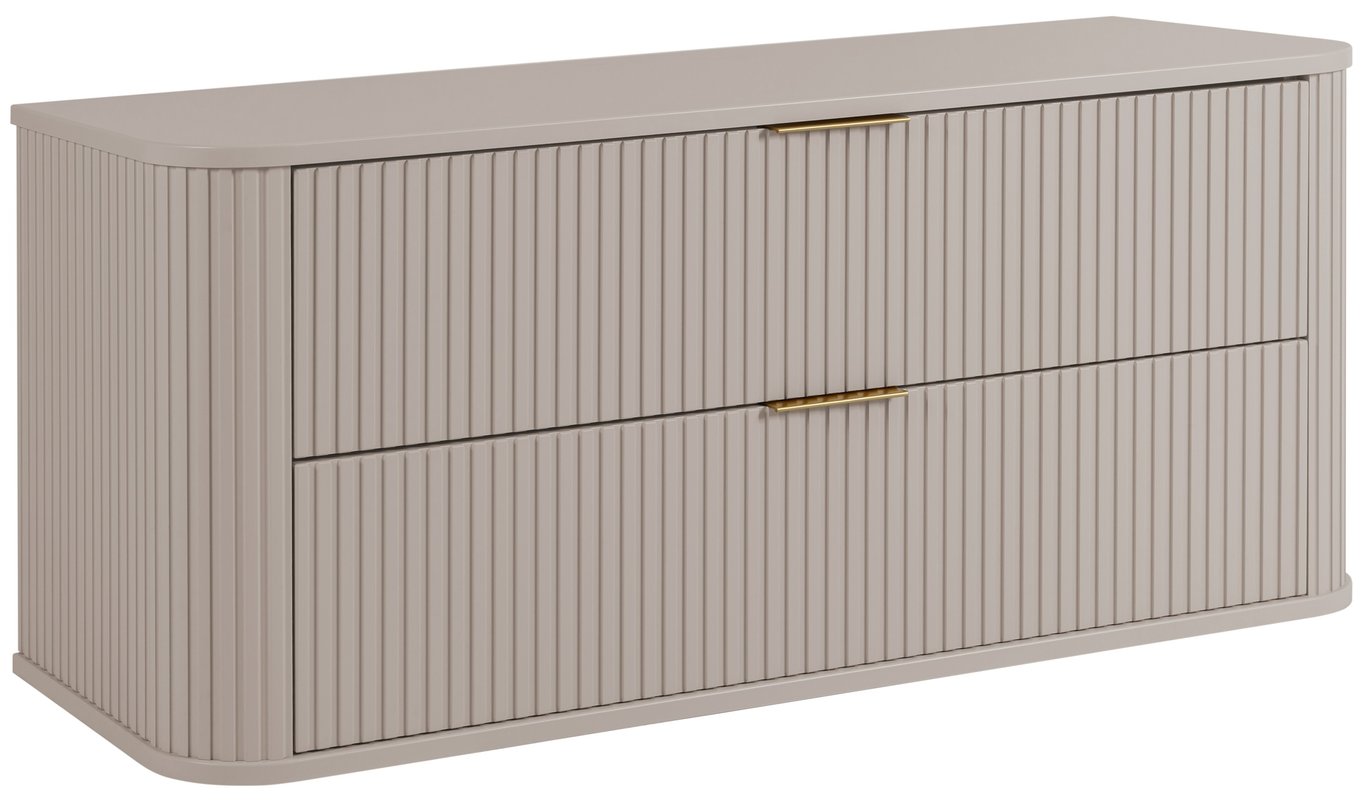 Szafka łazienkowa GLAMOUR 120 cm KASZMIROWA wisząca ryflowana 2 szuflady SOFT CLOSE + 2 kolory uchwytów