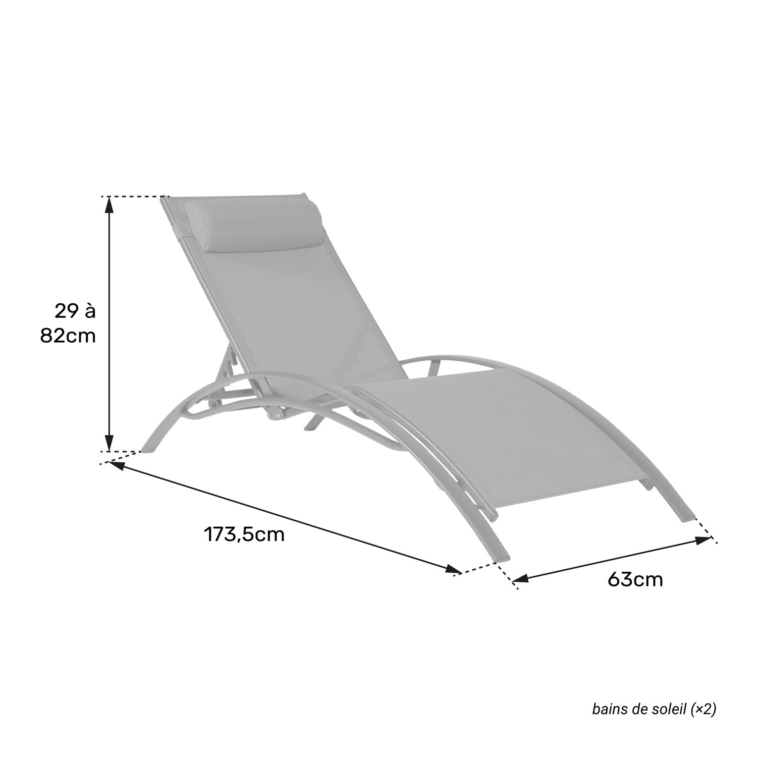 Zestaw 2 leżaków GALAPAGOS w kolorze terakota textilene - terakota aluminium - 8