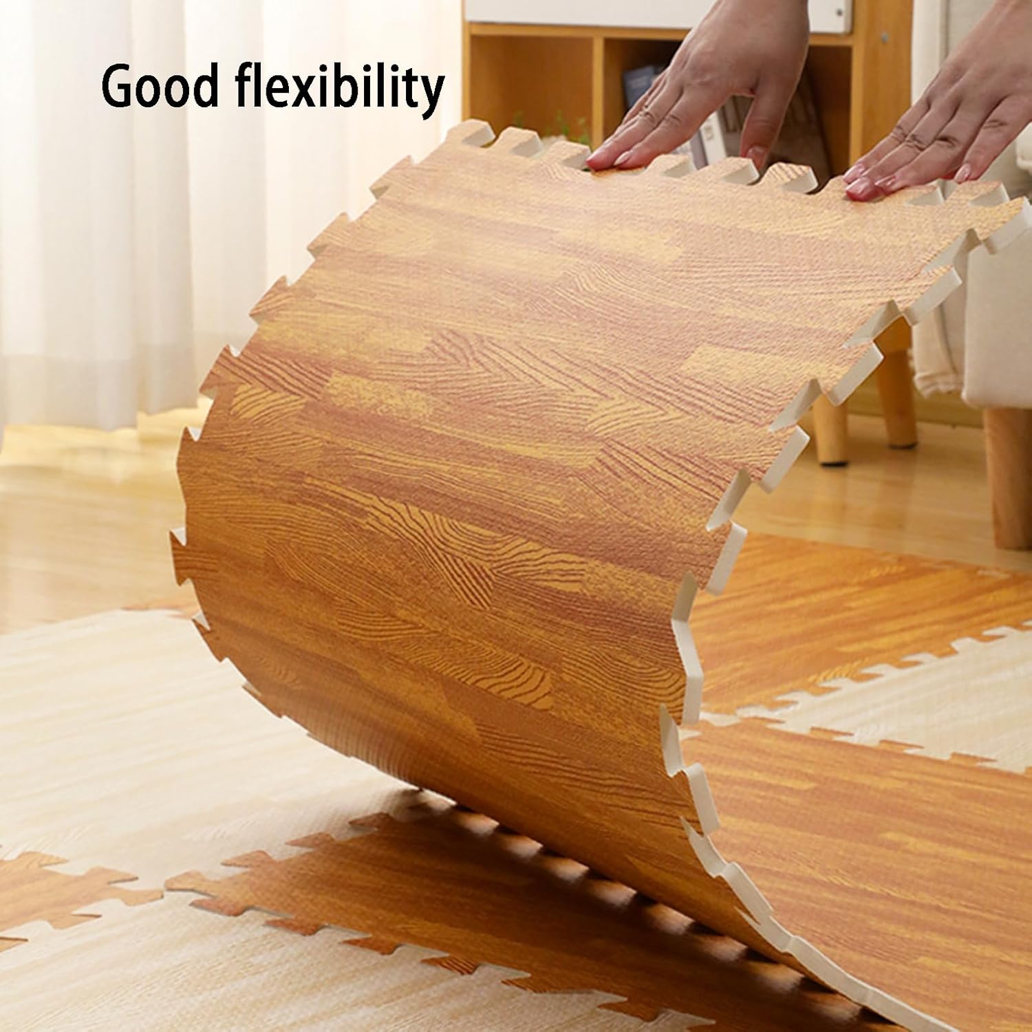 Tappetino in schiuma con venature del legno 10 pezzi, piastrelle in schiuma EVA - Grana del legno grigio - 30 * 30 * 1 cm - 3