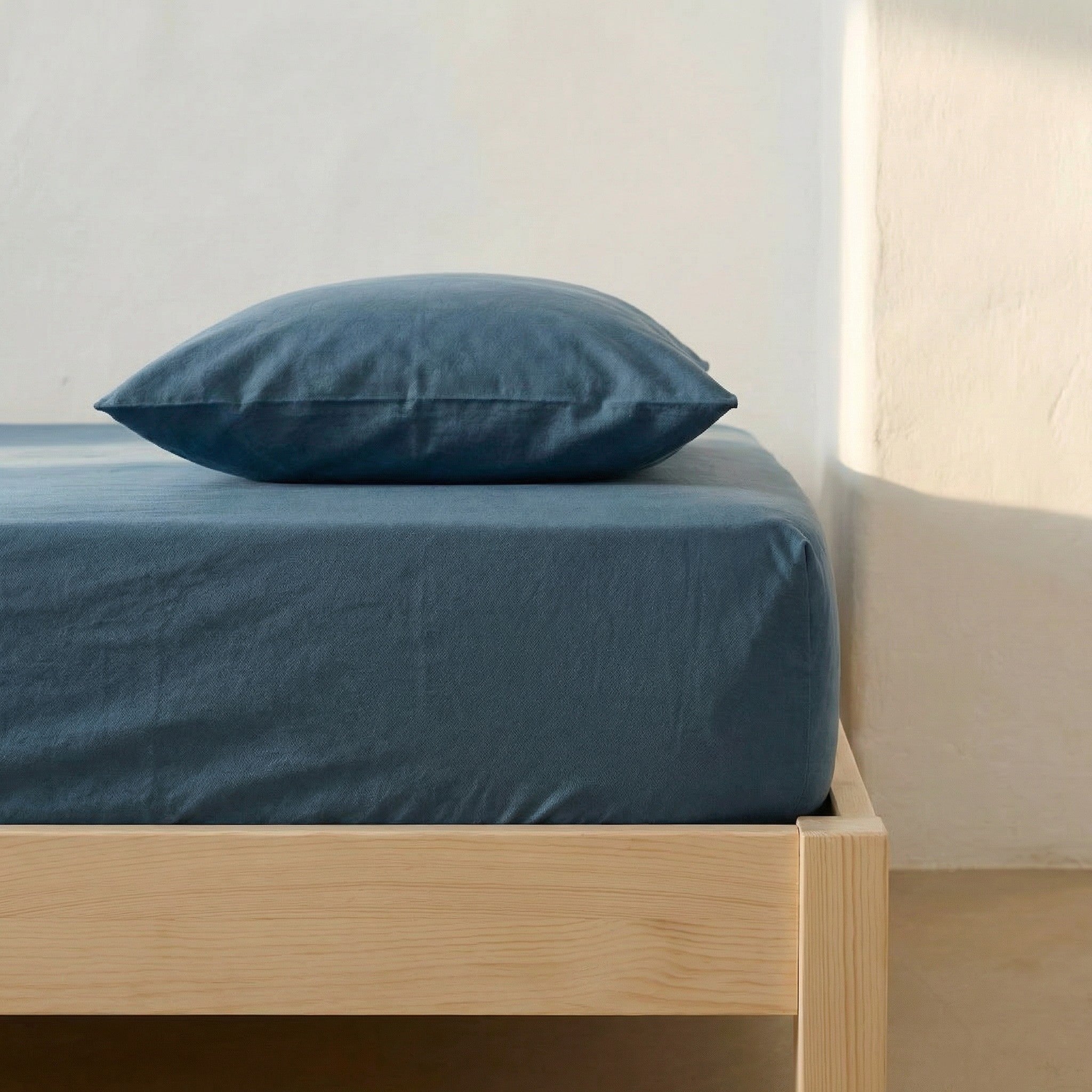 Drap-housse 120x200x30 cm 100% coton respirant réglable coloris Azul - 5
