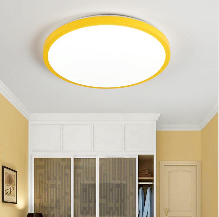 24W Plafon LED z możliwością ściemniania, Plafon z pilotem, Okrągły plafon, Plafon do łazienki, sypialni, salonu, kuchni, korytarza – żółty