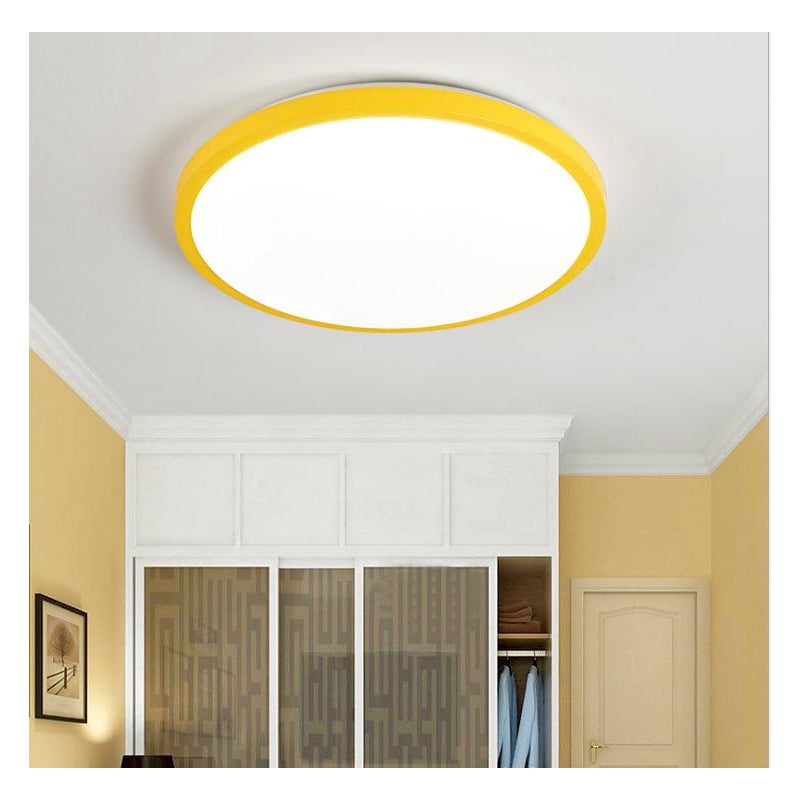 24W Plafon LED z możliwością ściemniania, Plafon z pilotem, Okrągły plafon, Plafon do łazienki, sypialni, salonu, kuchni, korytarza – żółty