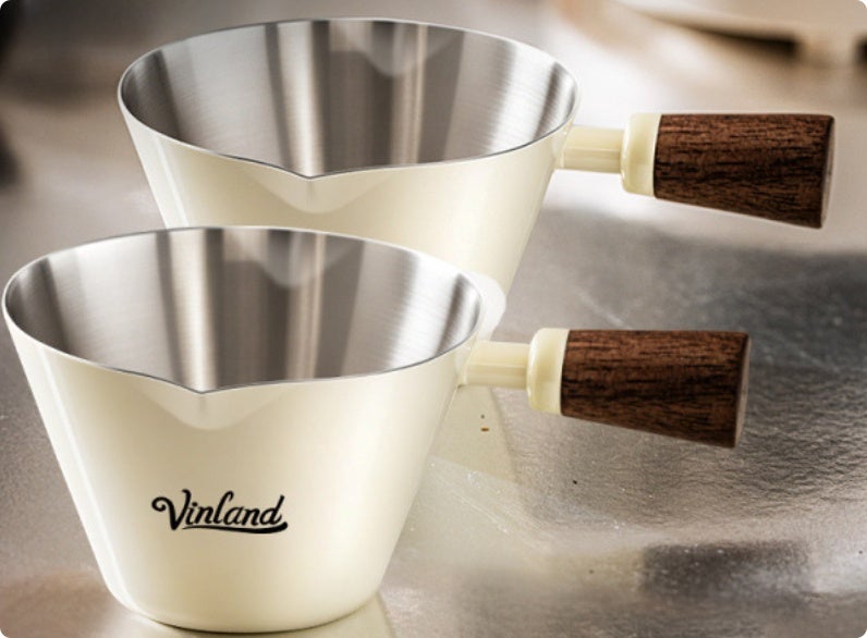 Tasse à Espresso En Acier Inoxydable Avec Bec Verseau Et Manche En Bois - SHINEOFI