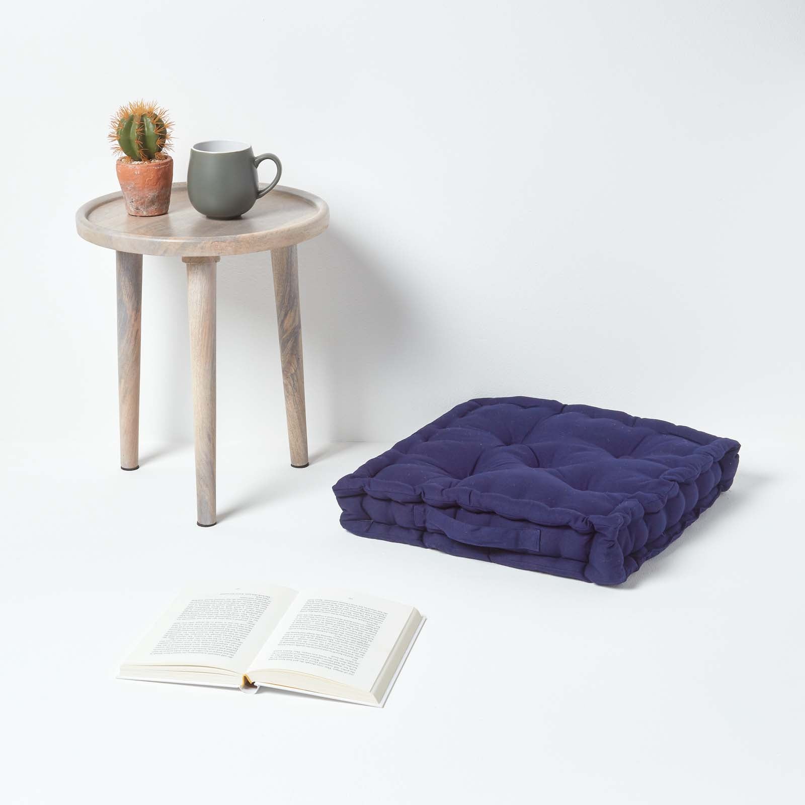 Homescapes Coussin de sol - Bleu Marine - 40 x 40 cm - 2