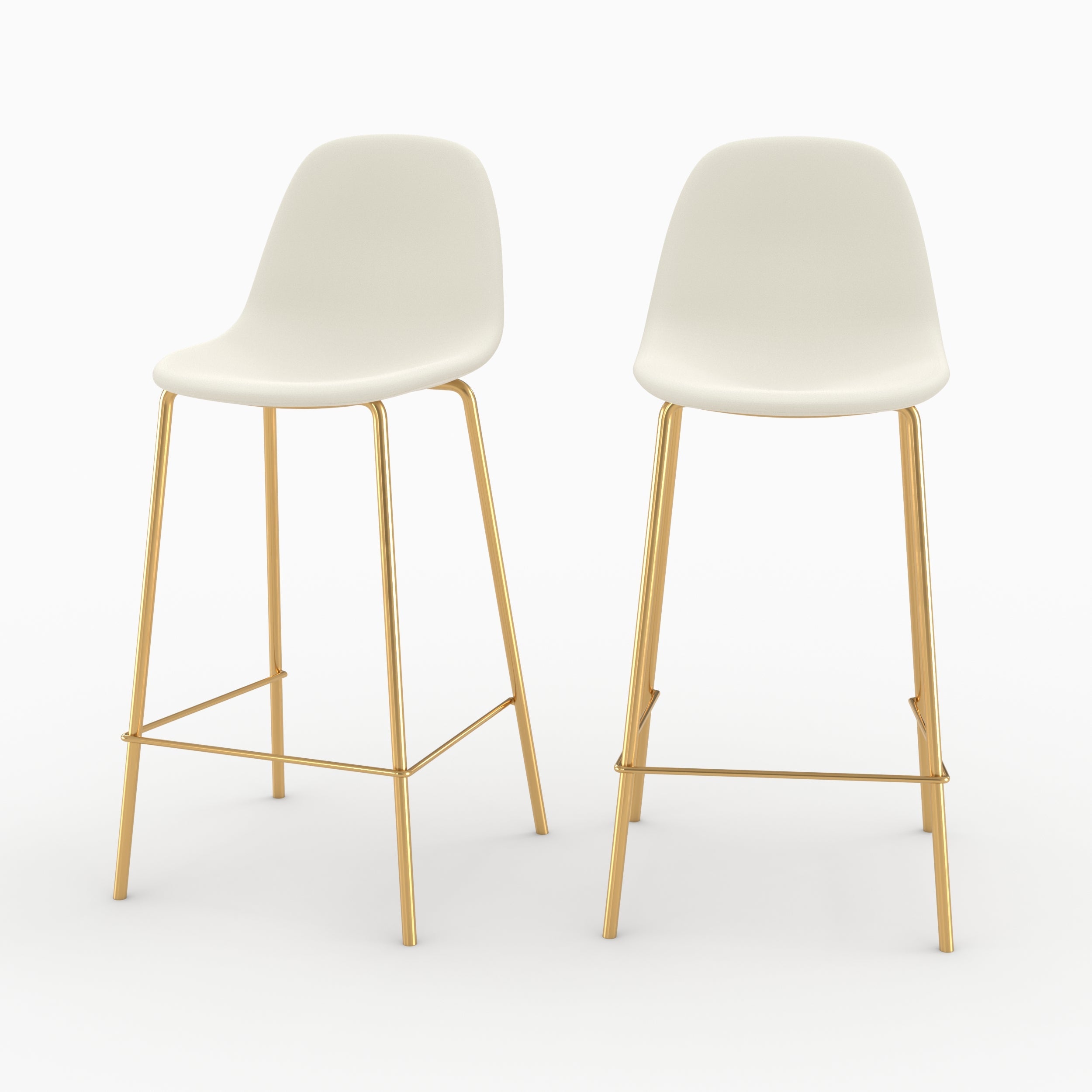 Set de 2 taburetes para isla de cocina en cuero sintético blanco 65 cm - henrik