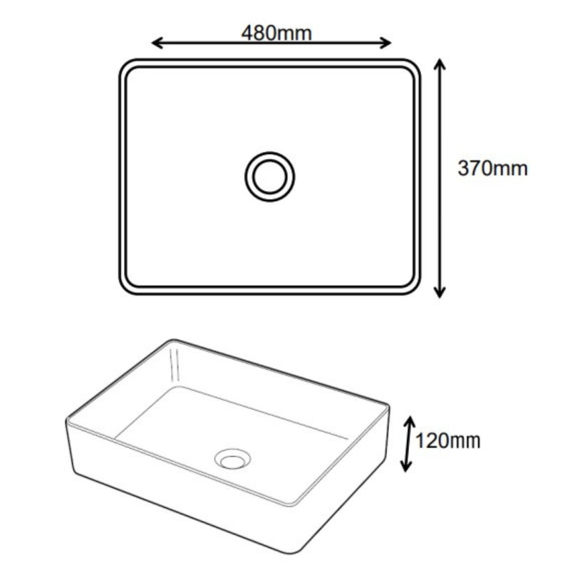 Vasque à poser rectangulaire 48x37 cm - Blanc mat - Rebords fins - Regina - 3