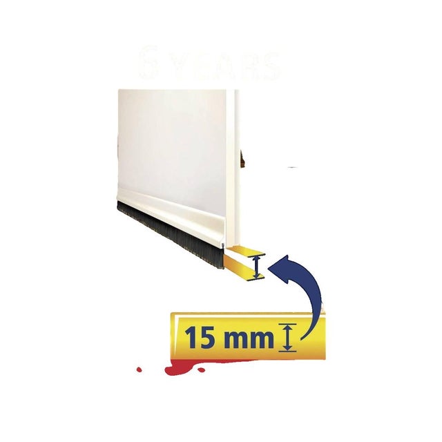 Tesa joint Isolation bas de porte - Calfeutrer Bas de porte sol - Plastique Brosse blanc 1m x 40mm x 15mm (Par 5)