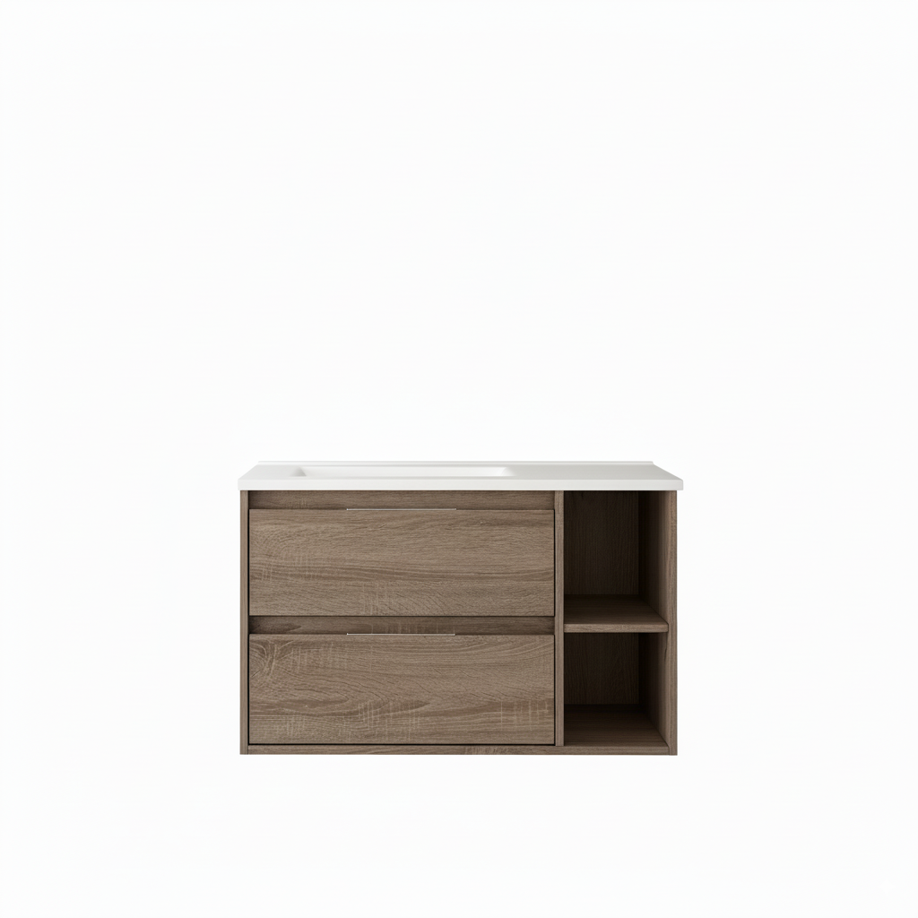 Mueble de baño suspendido bajo lavabo (solo mueble) METZ 2 Cajones Britania 80x45 cm - EGORE - 3