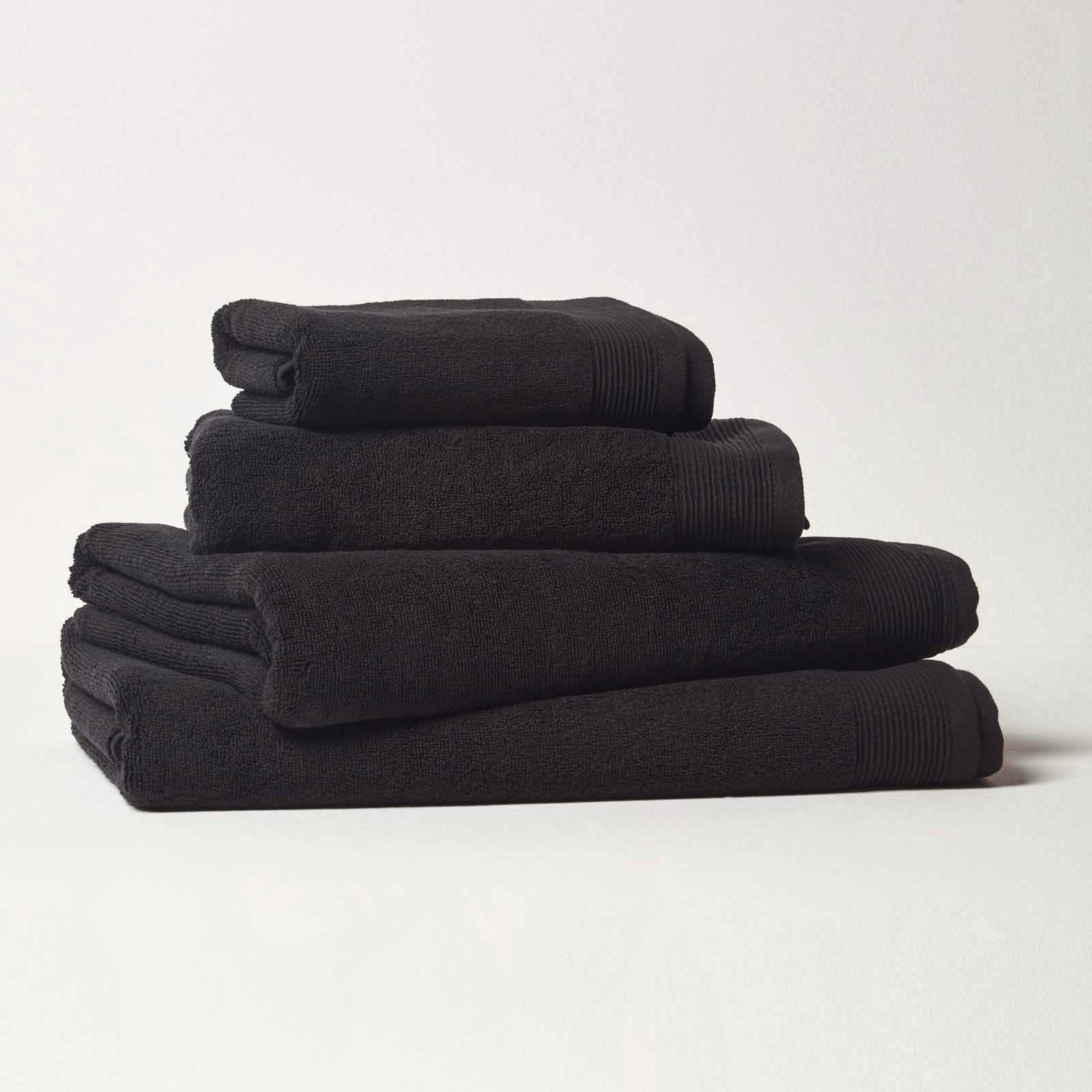Serviettes Toilette Herzbach Deep Black - Lot 3 Pièces 30x30cm Coton