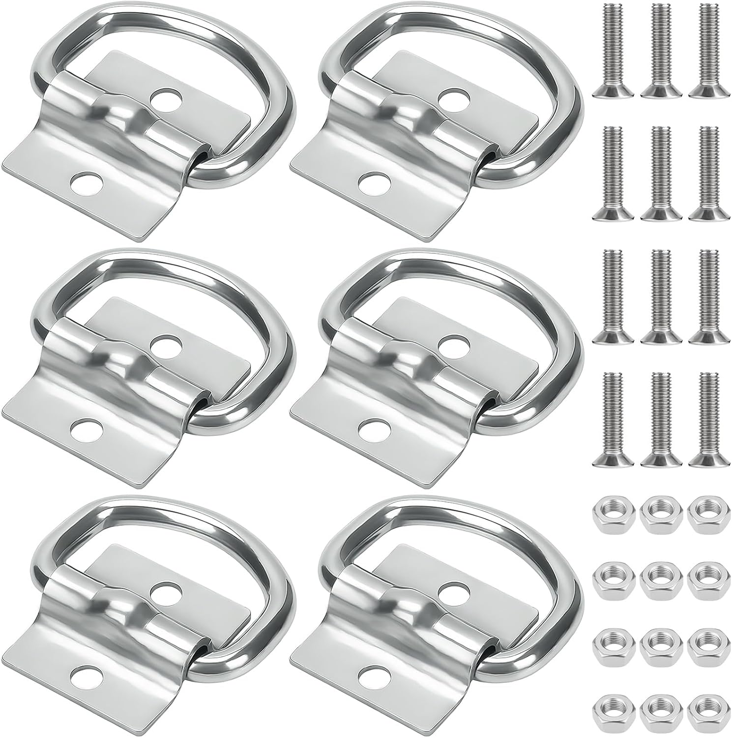Lot De 8 Anneaux De Fixation Coulissants – Plaque D’ancrage En Aluminium/acier Inox – Charge 1500-1800 Kg – Pour Camping-car, Van, Fourgon, Remorque