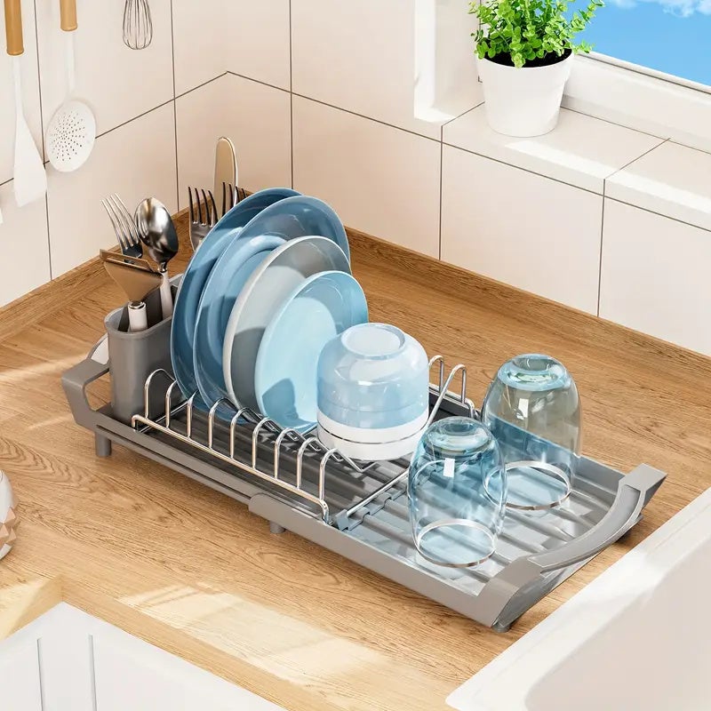 Ociekacz do naczyń montowany na zlewie | Oszczędzający miejsce ociekacz na talerze, miski i przybory kuchenne | Półki kuchenne | Półki użytkowe