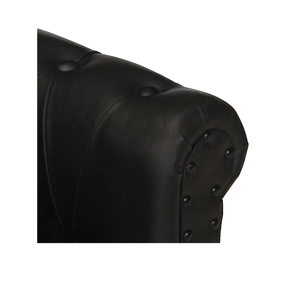 vidaXL Fauteuil Noir Cuir de chèvre véritable - 2