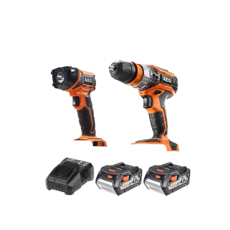 Trapano A Percussione AEG 18V Con 2 Batterie 4.0Ah - Per Forare Calcestruzzo E Muratura