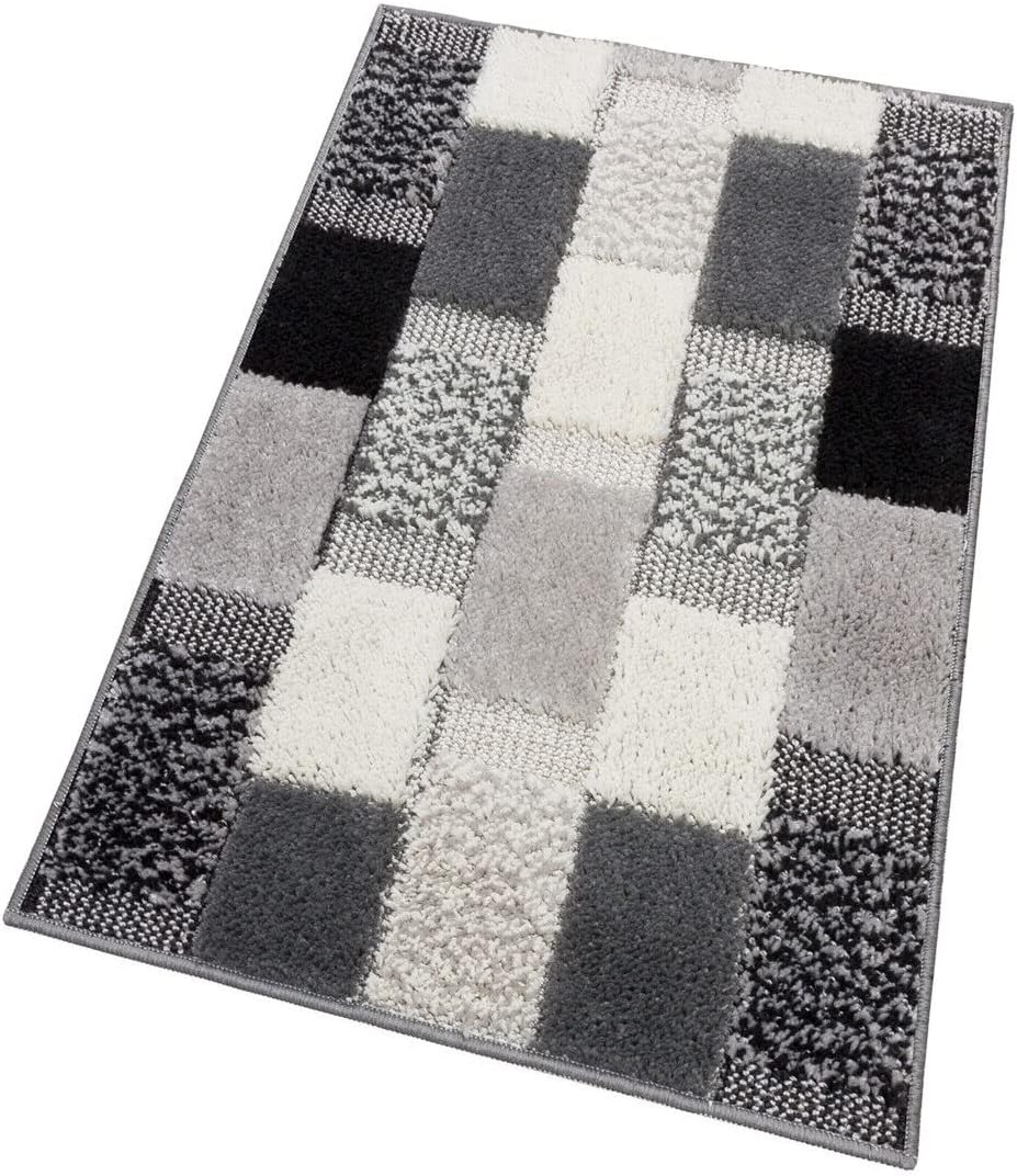 Alfombra de baño 50x80 cm para ducha pie de cama moderna suave antideslizante absorbente geométrica gris