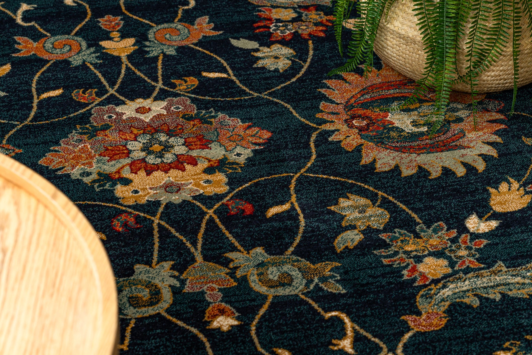 Dywan wełniany OMEGA LATICA Kwiaty navy granat 135x200 cm - 5