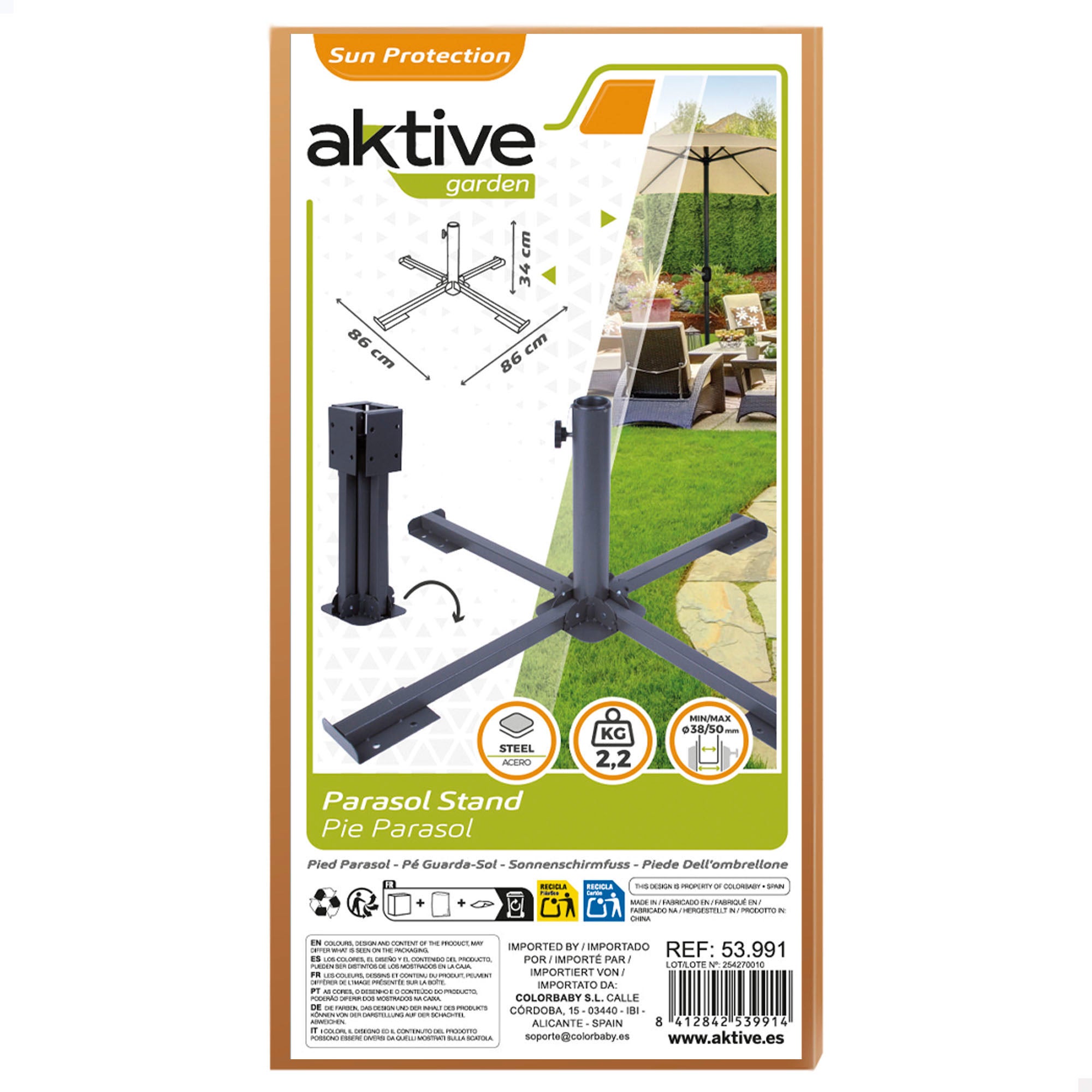 Pied de parasol pliant Garden métal Aktive - 7