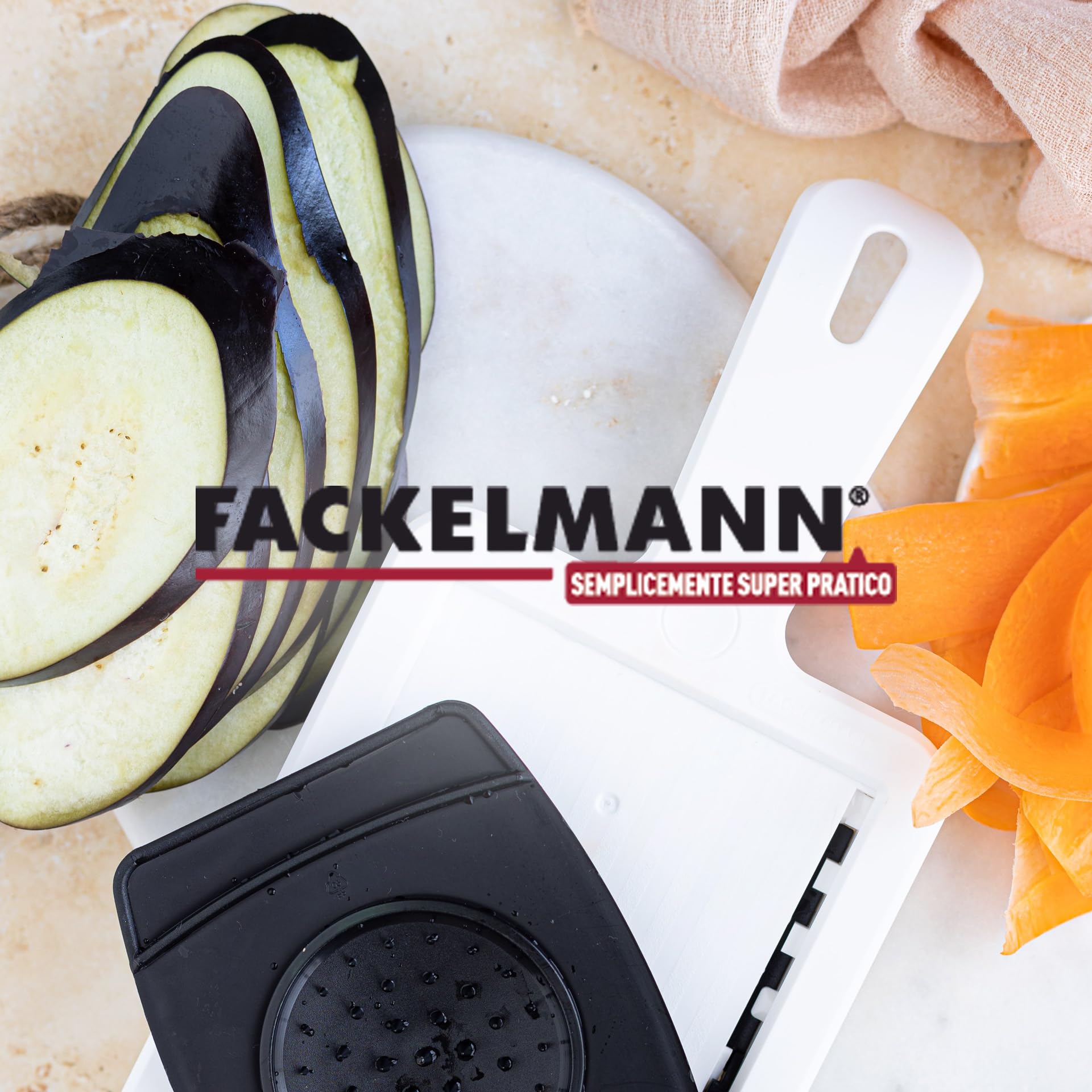 Fackelmann Set Mandolina lama regolabile e Pelaverdure, per affettare e pelare verdura, frutta, patate, insalate, materiale lame in acciaio inossidabi - 4