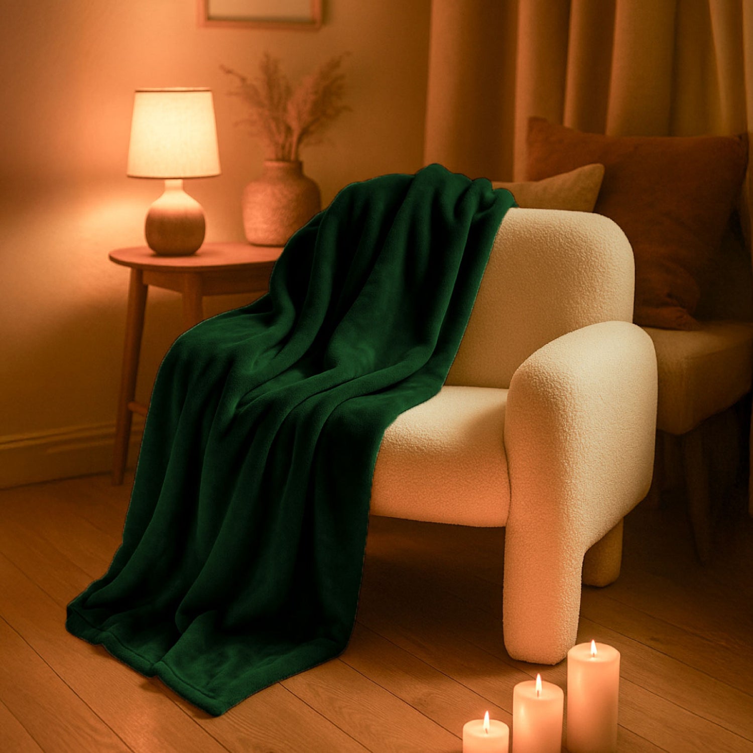 Couverture, plaid polaire, jeté de canapé 150 x 200 cm en flanelle ultra doux - Vert - Vivezen - 3