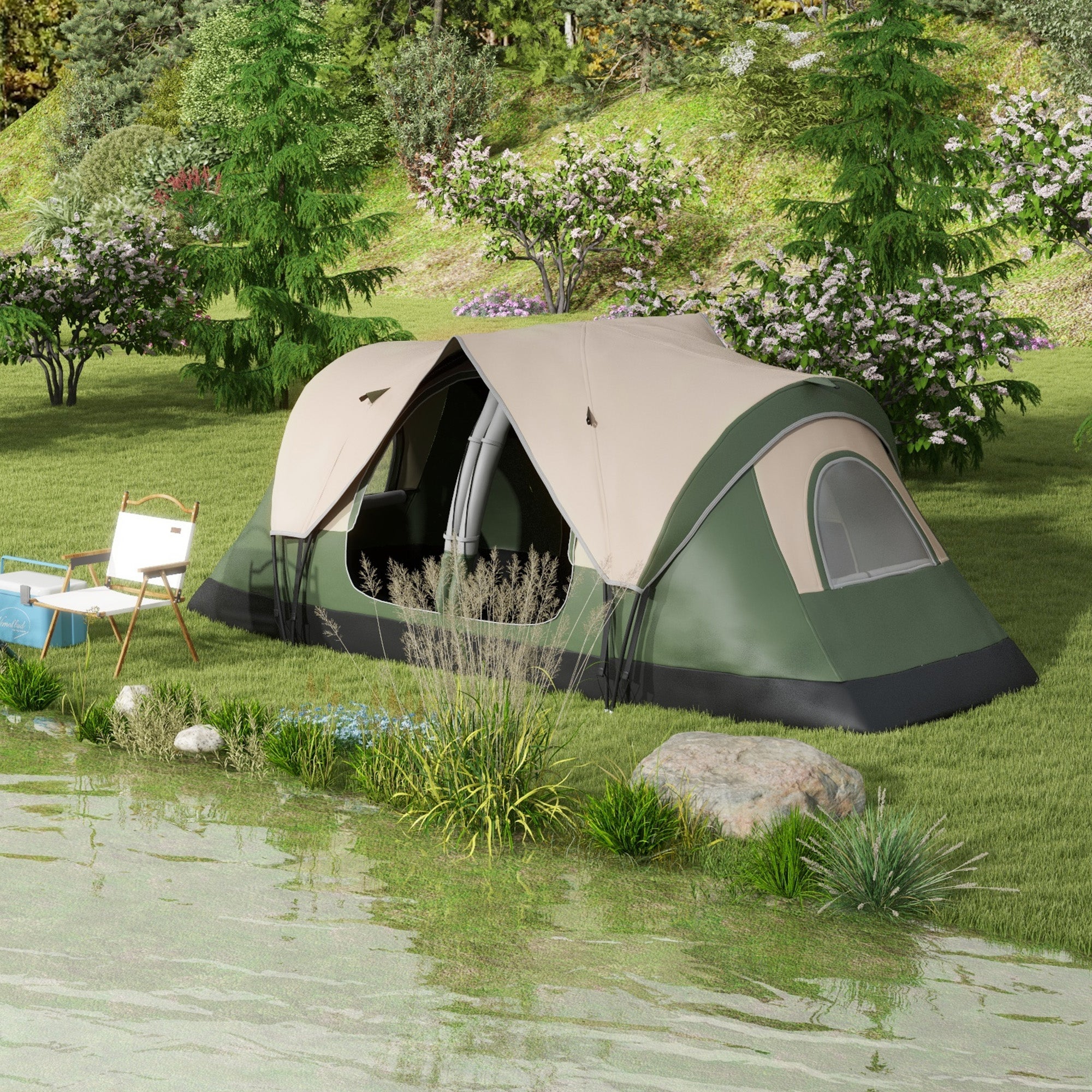 Tente de camping familiale 6-8 pers. double toit moustiquaire sac - 2