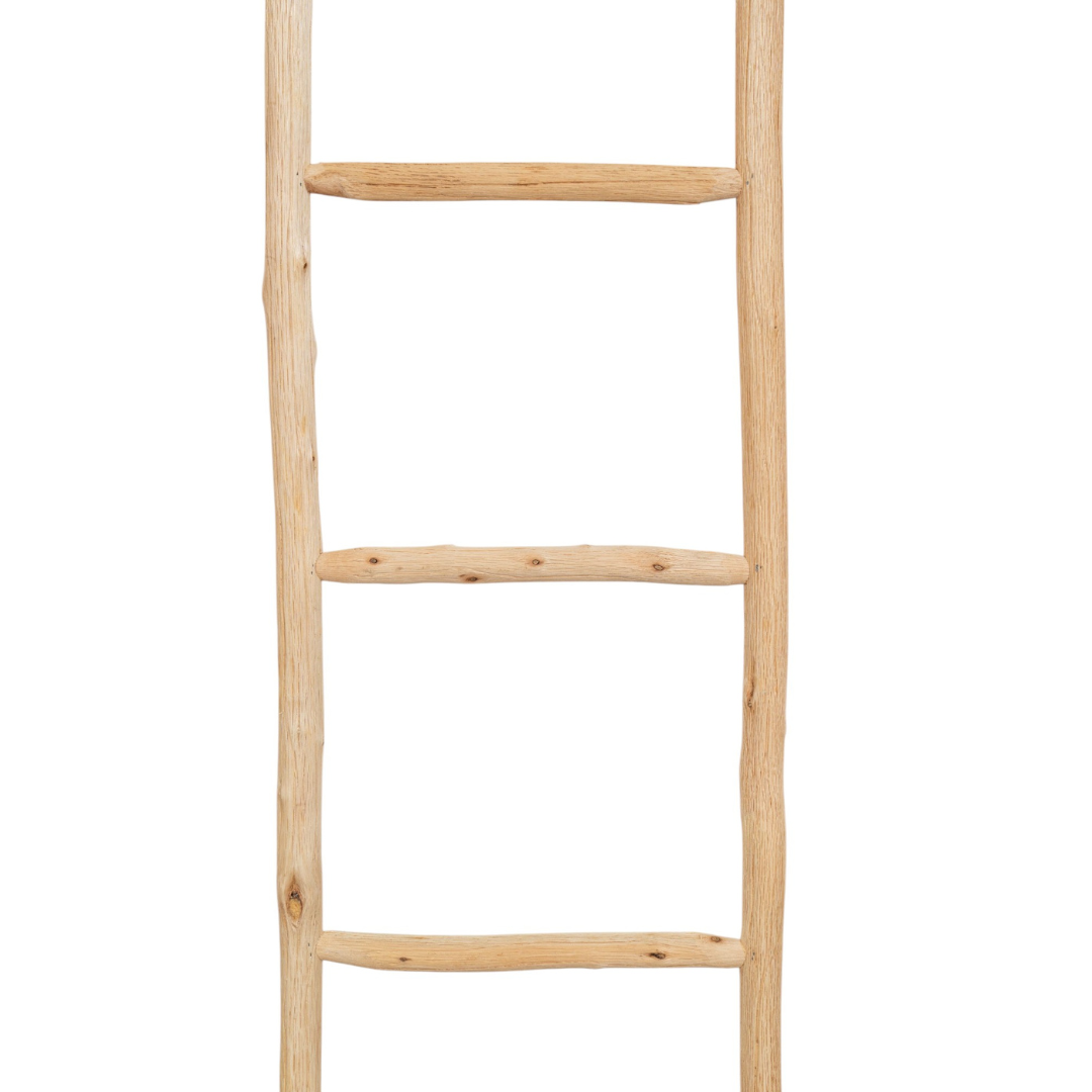 BISCOTTINI - Échelle porte-serviettes de Salle de Bain avec Finition Naturelle - 4 Niveaux - Échelle sur Pied Décorative en Bois 130x33 cm - 6