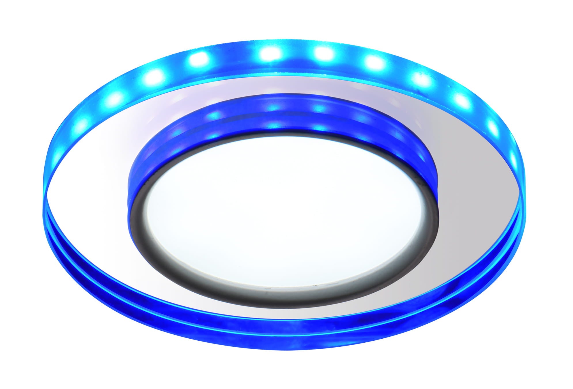 Oprawa stropowa sufitowa wpuszczana Ssp srebrno-niebieska LED 8W 6000K 500lm dodatkowy akcent LED wym: 11 x 11 cm okrągła Candellux