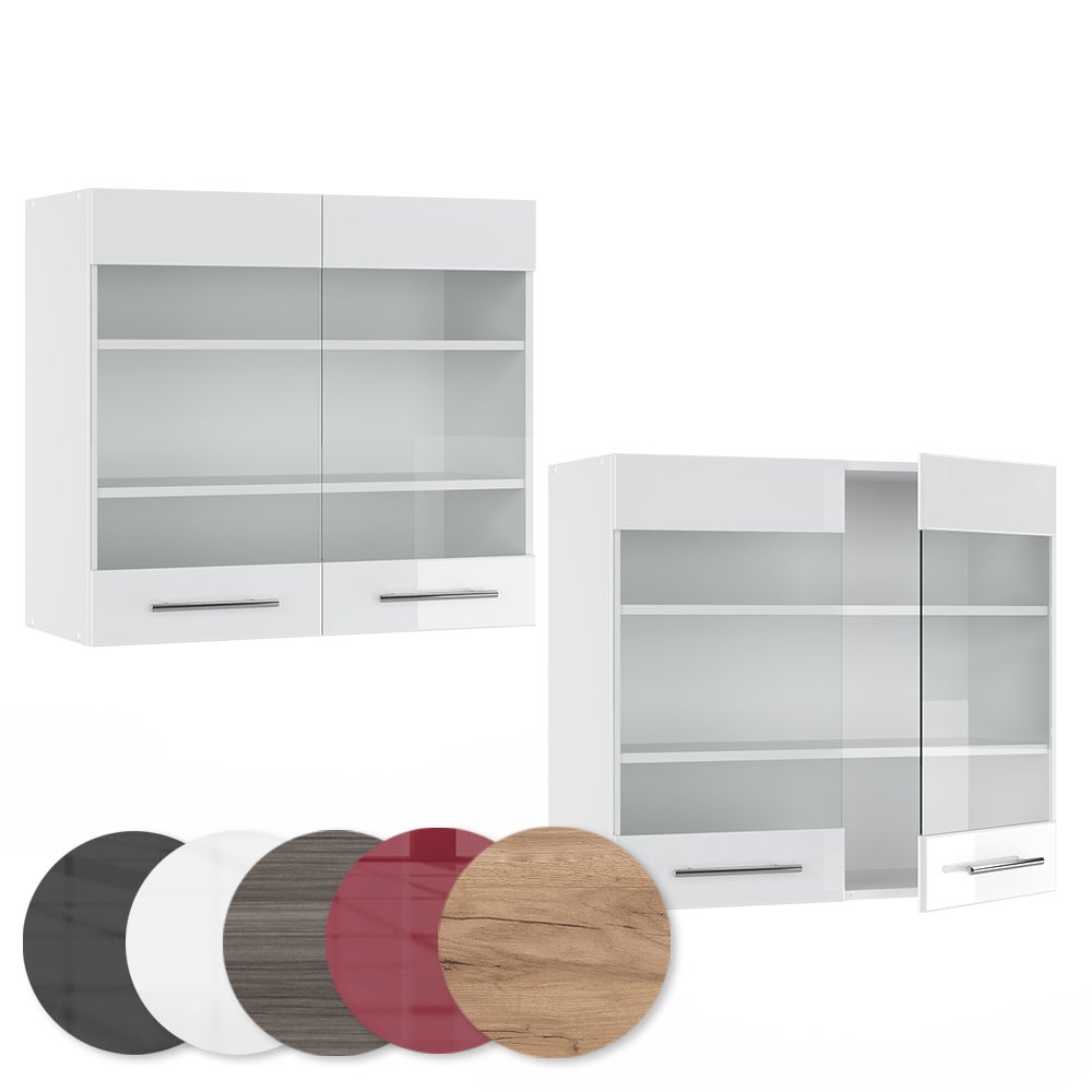 Vicco Armoire en verre Fame-Line, Blanc Haute brillance, 80cm - 5