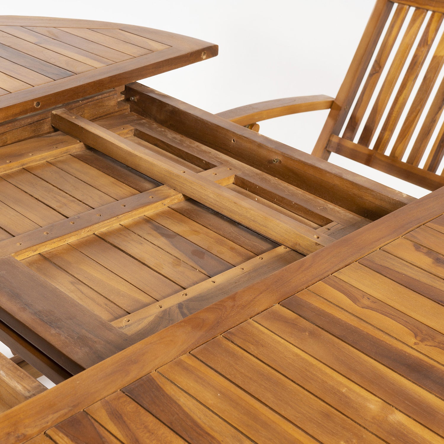 Conjunto de jardín de 6 sillones y mesa ovalada extensible de teca de 160 a 210 cm - 6