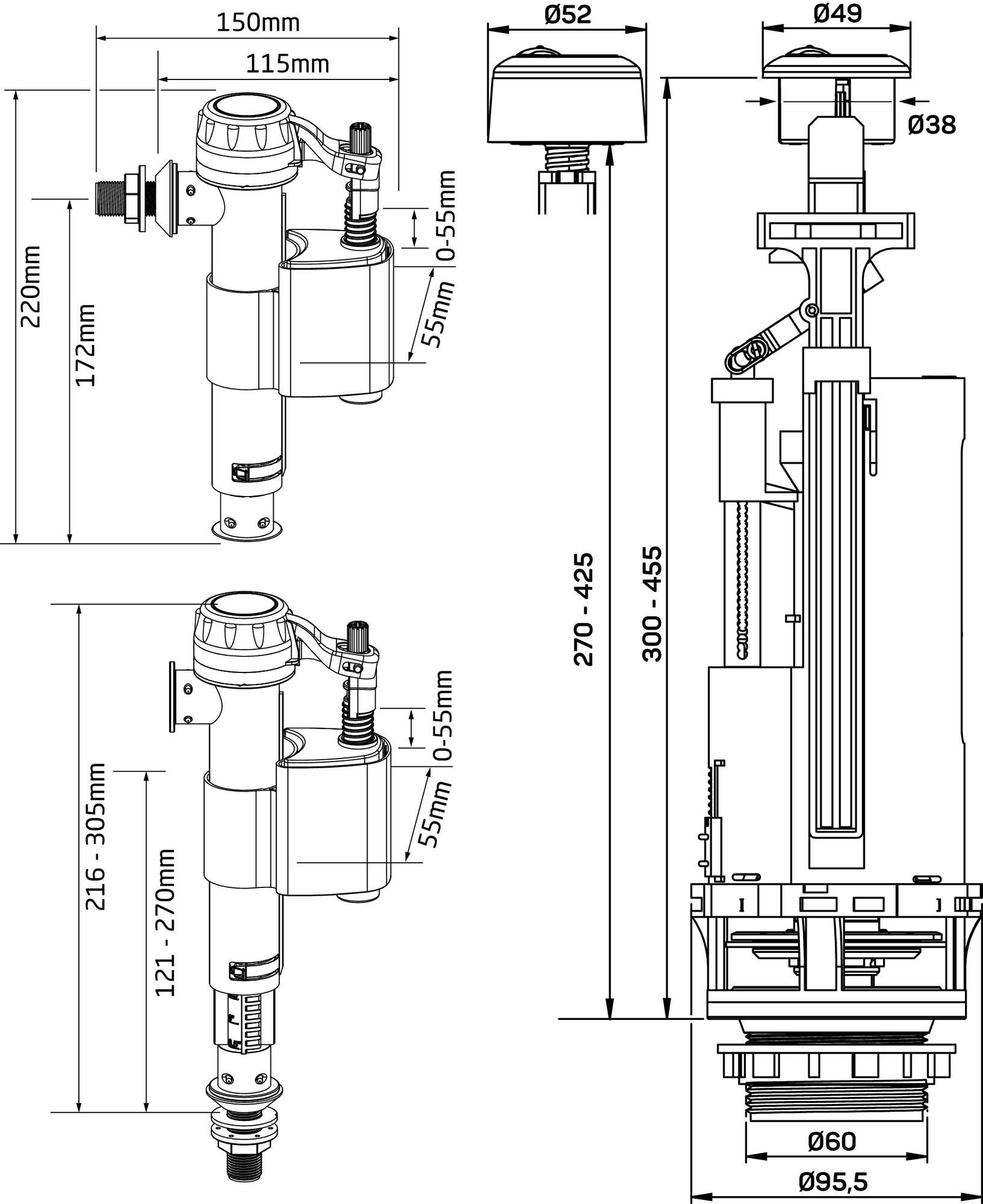 Mécanisme WC Complet Somatherm For You + Robinet Flotteur Réversible - Double Chasse Économique - Installation Facile - Garantie 10 Ans