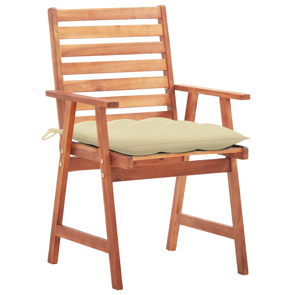 Chaises à dîner d'extérieur 3 pcs avec coussins Acacia massif 23 - 2