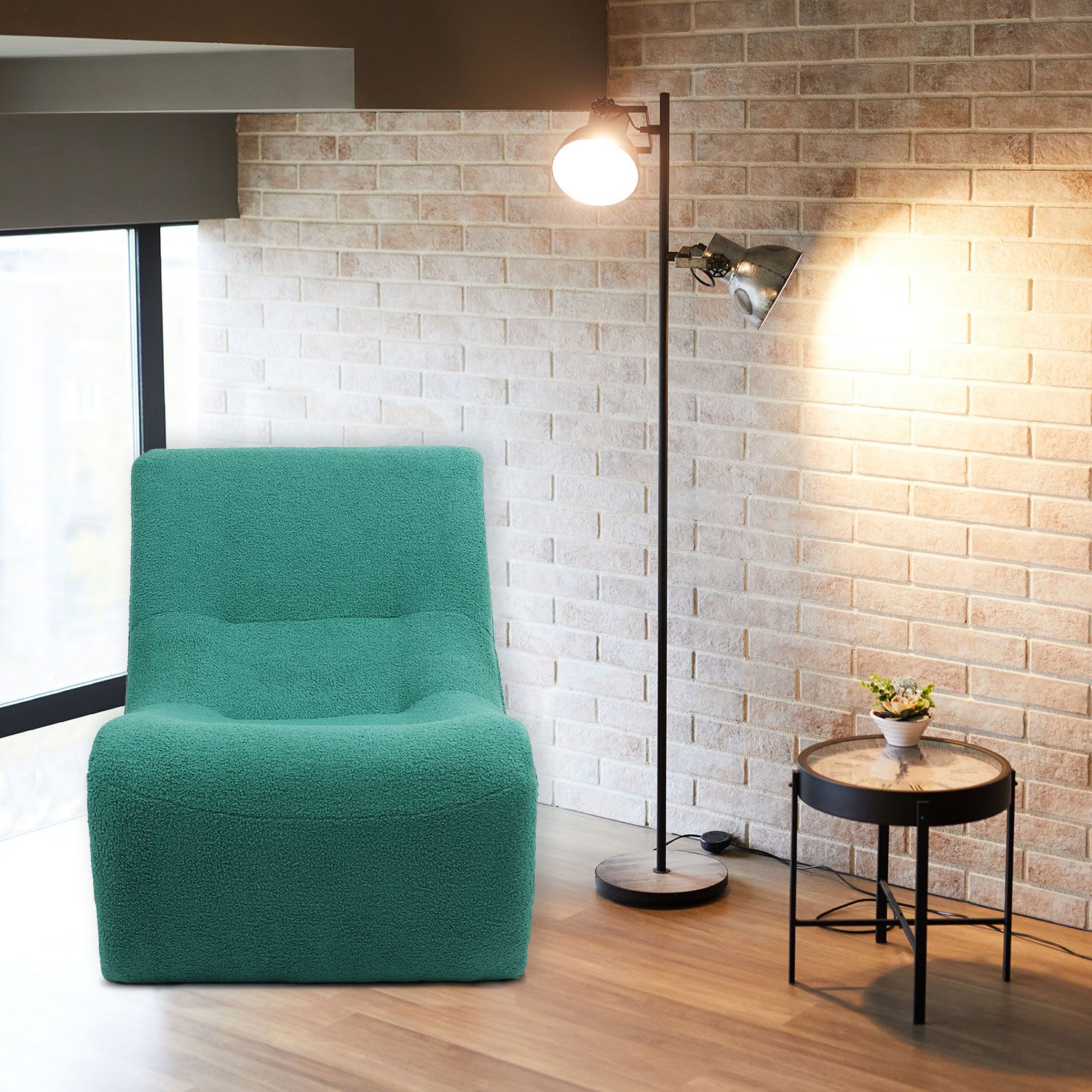 Fauteuil design Feldon Tissu bouclette Vert - 5