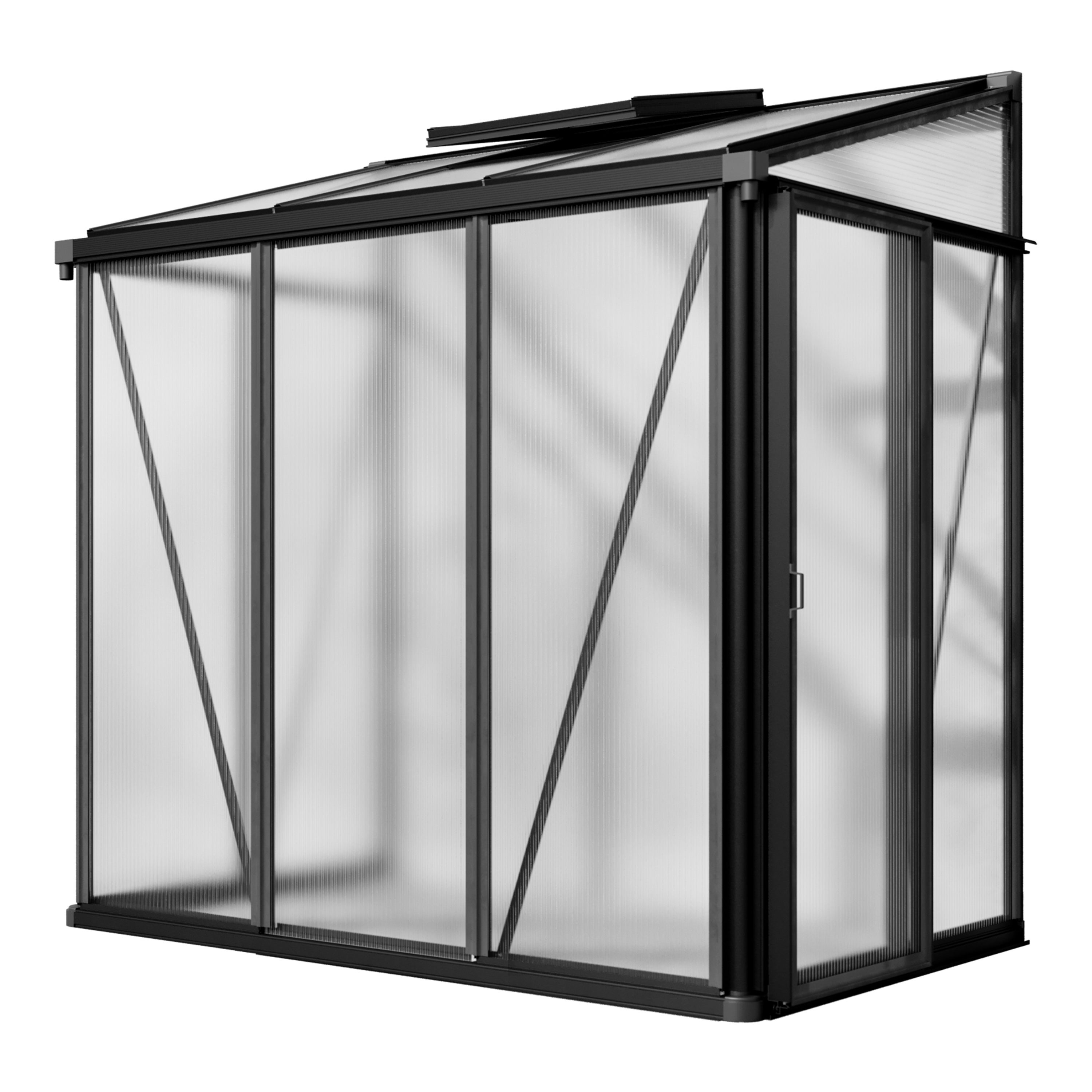 GFP szklarnia Flora 22 szklarnia przyścienna - Aluminium - 137x132 cm - 16 mm panele poliwęglanowe