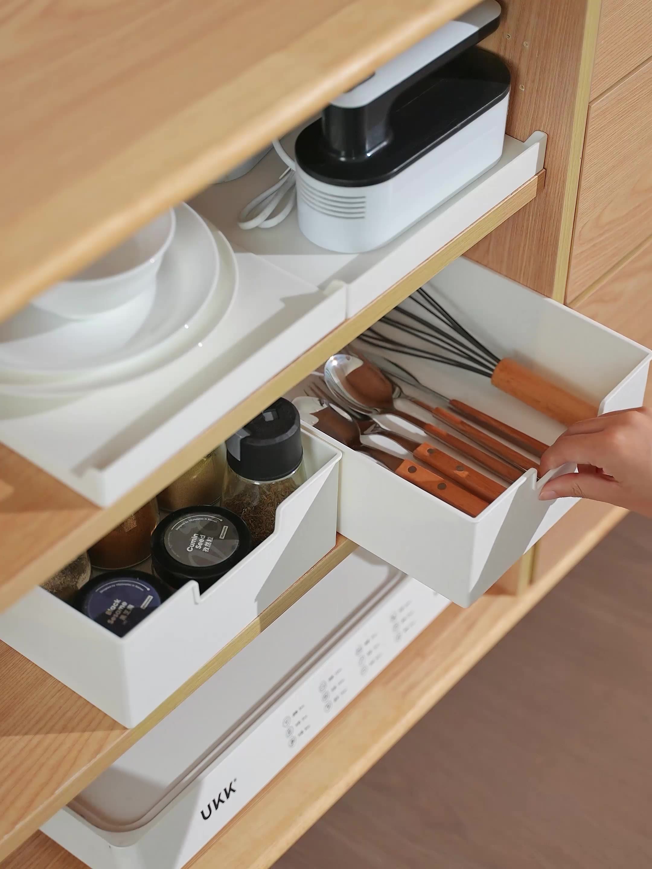Organiseur de placard extensible de cuisine, tiroir télescopique, étagère à épices, armoire, type tablette, 31,5 x 21,5 x 2,5 cm - 5