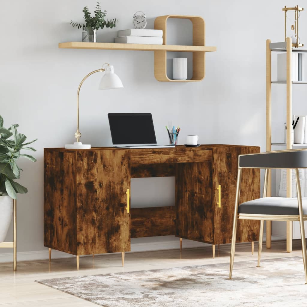 Bureau，Table de travail，Table d'étude chêne fumé 140x50x75 cm bois d'ingénierie CWV71794 - 2