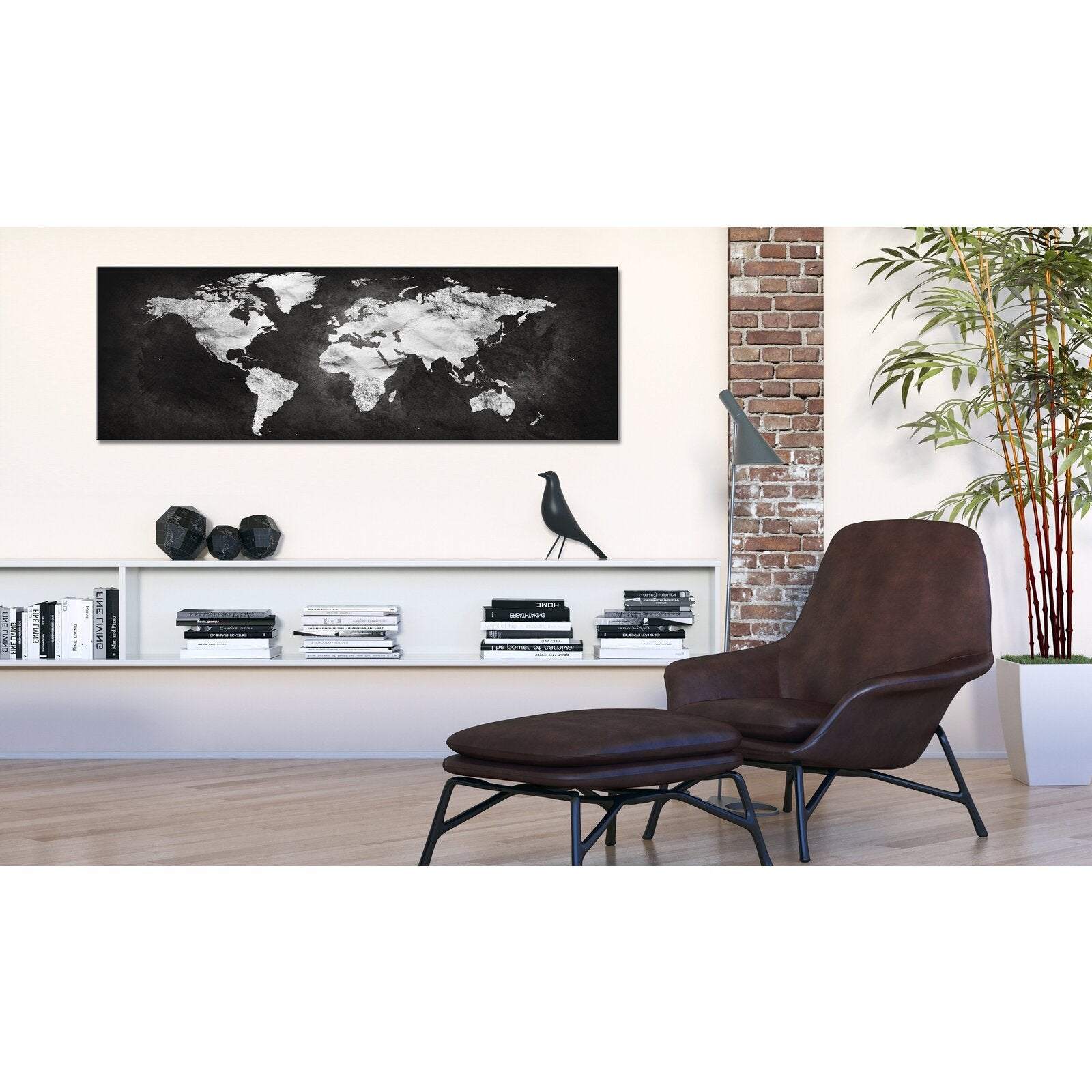 Tableau monde bicolore - 135 x 45 cm - 2