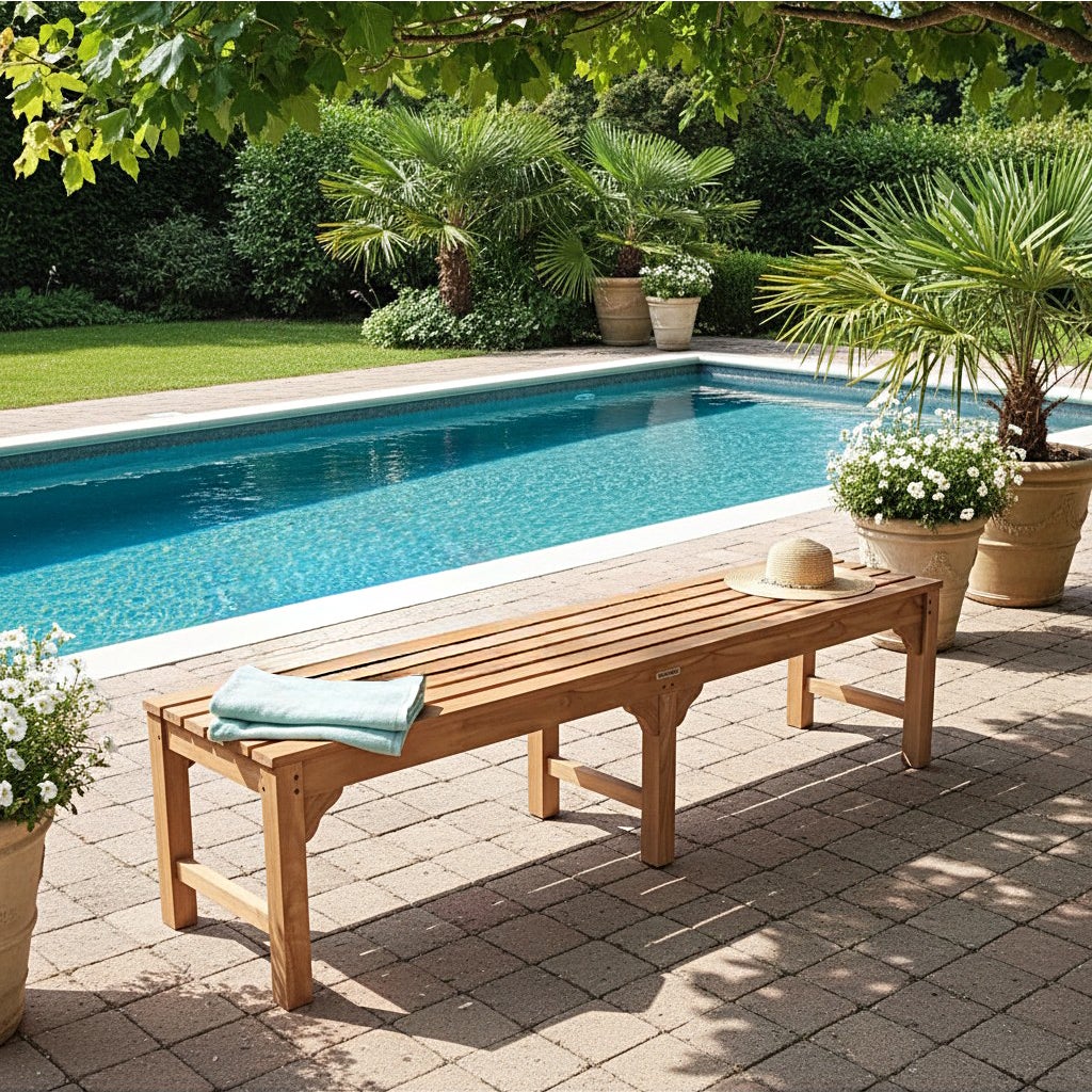 Banc en teck massif Melbourne 180 cm (sans dossier) - 4