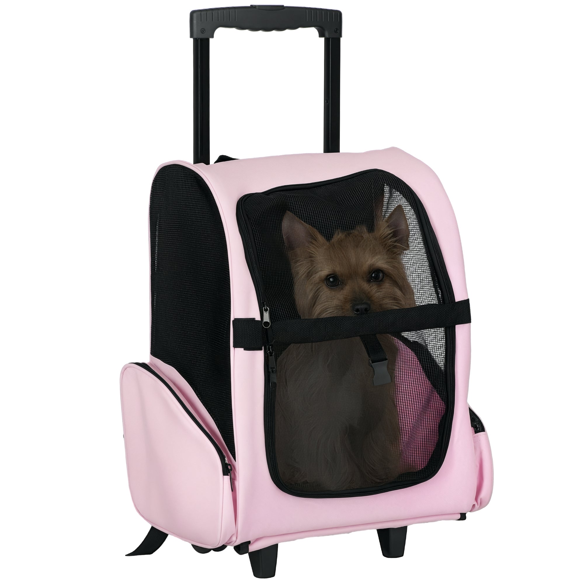 Carrito Mochila Para Perros PawHut 2 En 1 – Tu Mascota Cómoda En Paseos Y Viajes (Rojo)