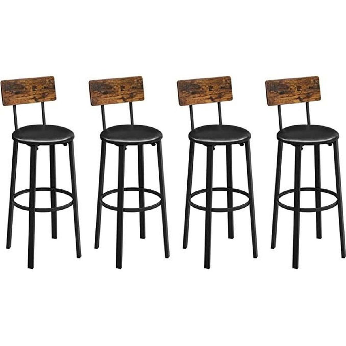 Set de 2 taburetes de bar industrial, tapizado, con reposapiés, para cocina y comedor, 39x39x100 cm, marrón rústico