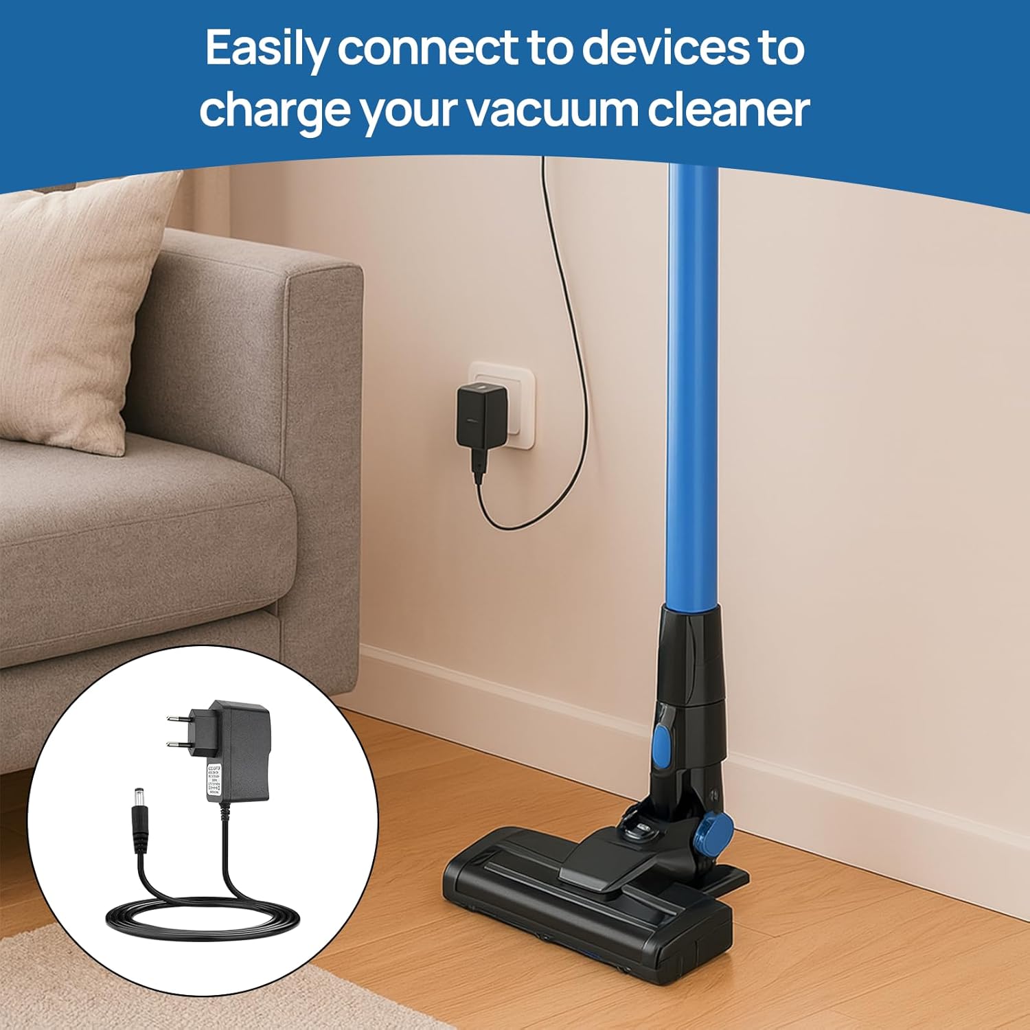 Chargeur Aspirateur, 26V Chargeur Aspirateur, d'alimentation Aspirateur Balai sans Fil pour HF122RH, HF122GPT, H-Free 200, H-Free 500, HF522NPW - 4