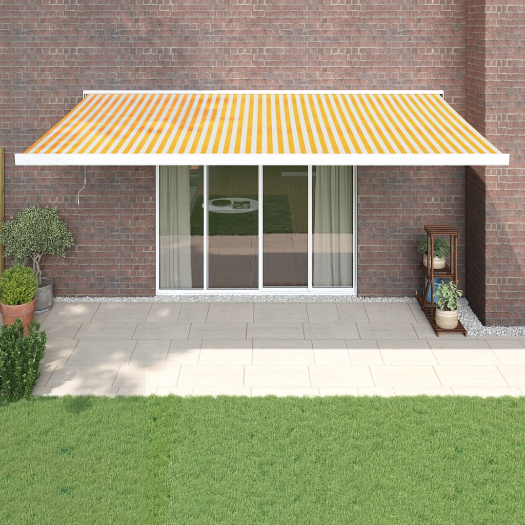 Maison exclusive - toldo retráctil aluminio y tela amarillo y blanco 5x3 m