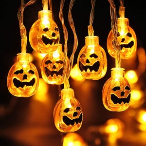Lot De 3 Lanternes Citrouille LED Halloween - Suspendables, 2 Couleurs - Piles Bouton - Pour Intérieur/extérieur